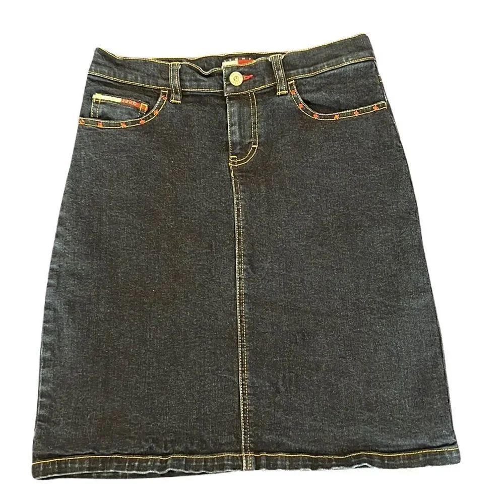Tommy Hilfiger Tommy Jeans mini skirt w/ rhinestone trim slit in back